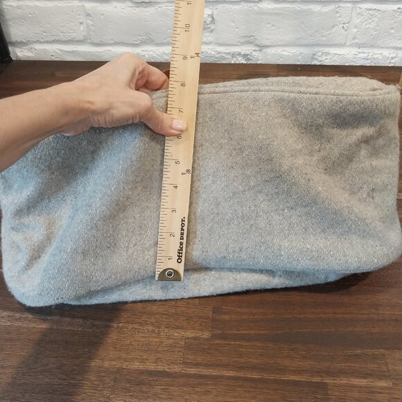 The Royal Standard Gray Wool Blend Large Tote Bag Purse 17" x 12" Leather Handle - Picture 2 of 9